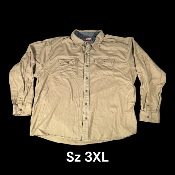 Wrangler Comfort Flex Button Up Shirt Size 3XL Brown Tan - Picture 1 of 4